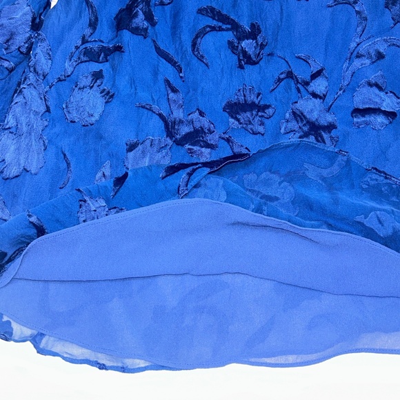 White House Black Market Floral Burnout Off-Shoulder Blouse Blue Women’s Medium - Picture 5 of 14